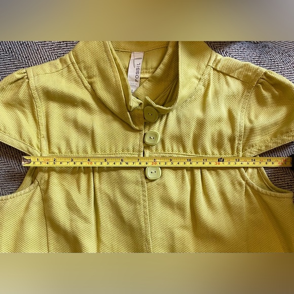 Fossil Double Collar Cap Sleeve Charteuse Jacket L - Picture 5 of 7
